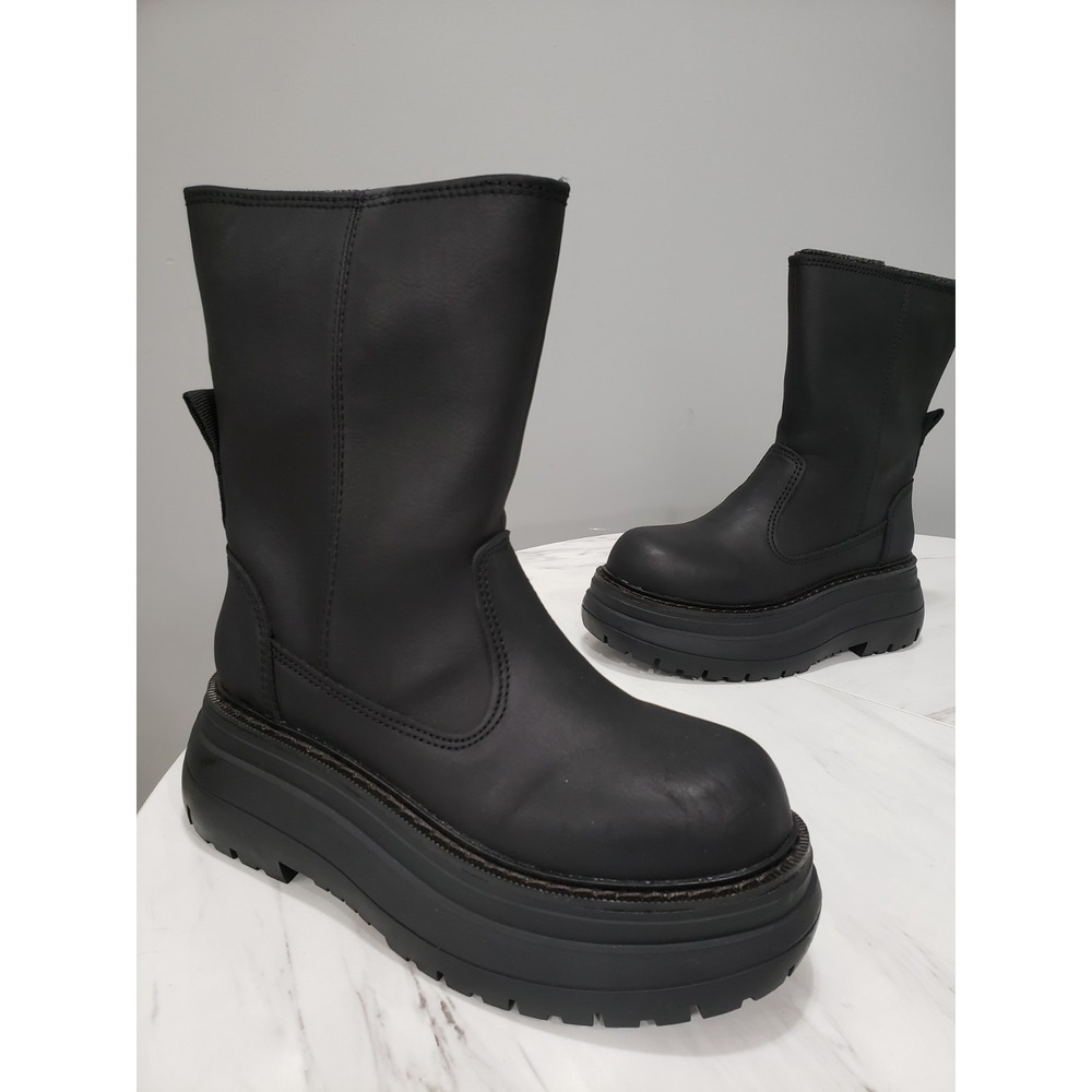 NEW SZ 9 Darker Wavs SOLID BLACK SLIP ON platform boots gothic chunky grunge